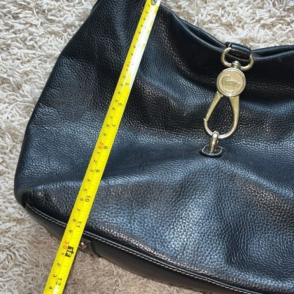 D&B Black Leather Hobo Bag Belvedere Logo Lock Shoulder Bag